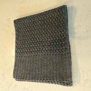 Zara Man Stylish Knit Scarf w Rib Trim Made in Turkey Charcoal Grey Sz M NWOT